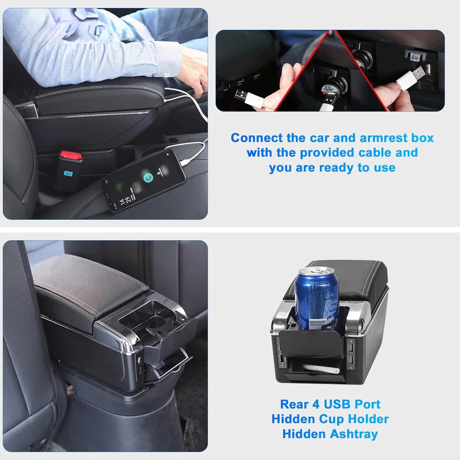 Armsteun Peugeot 208 (13-18) met 7 USB & Opbergvak - 39% Korting!