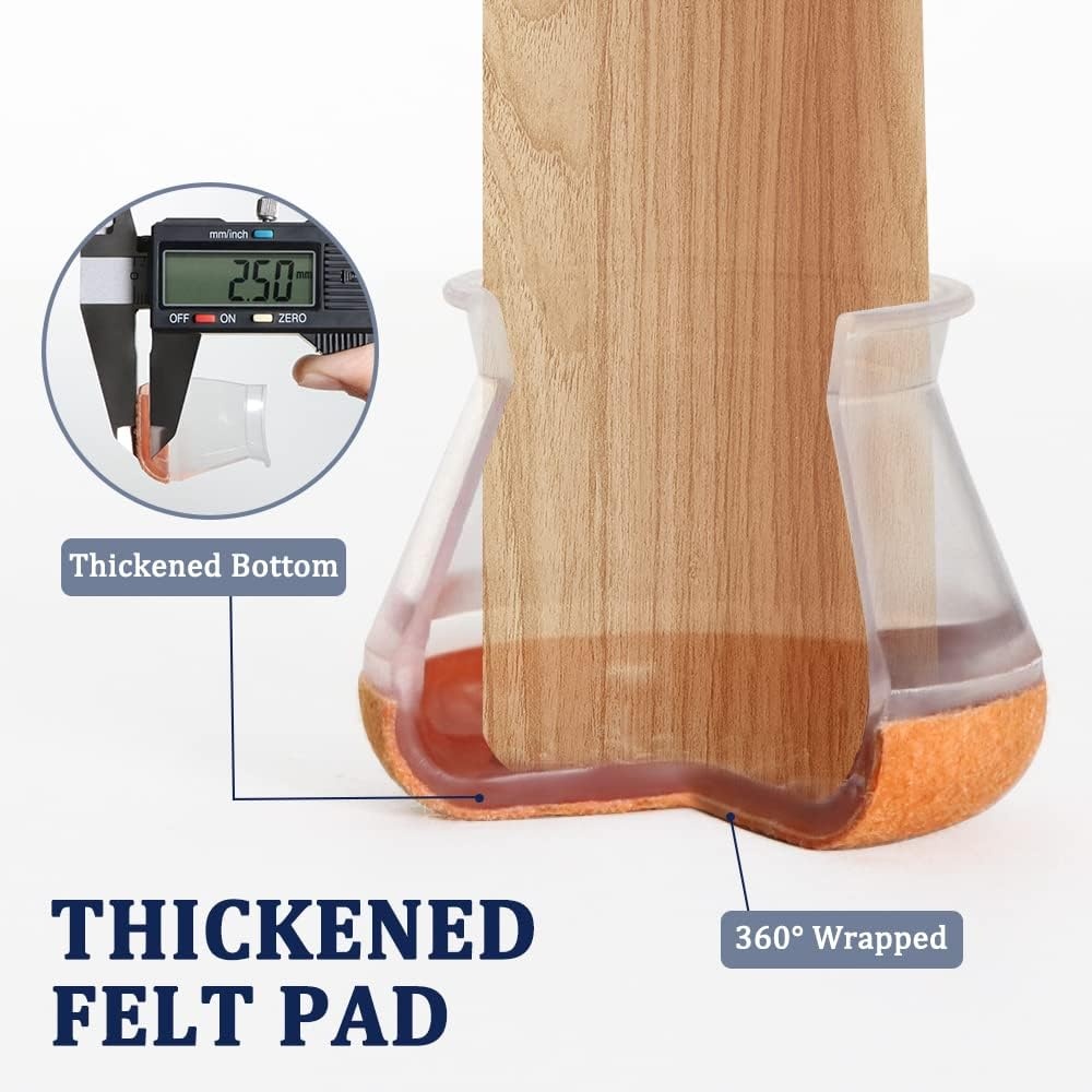 16x Transparante Stoelpootdoppen met Vilt - 14-20 mm - 19% Korting