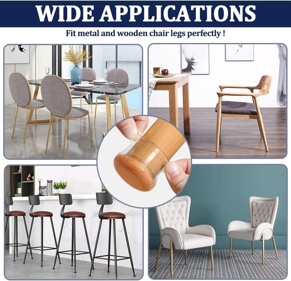 16x Transparante Stoelpootdoppen met Vilt - 14-20 mm - 19% Korting