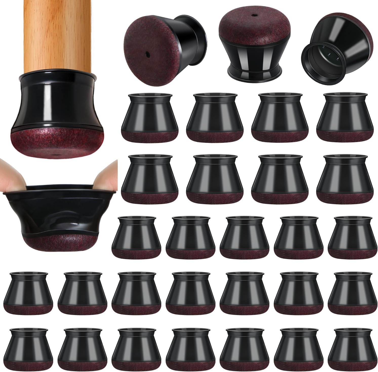 16x Transparante Stoelpootdoppen met Vilt - 14-20 mm - 19% Korting