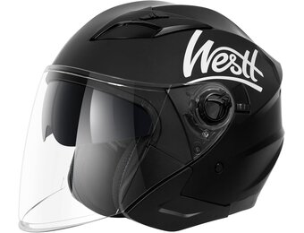 Westt Jethelm met Vizier & Zonnebril | Matzwart/Wit/Grijs | S-XL | 29% Korting