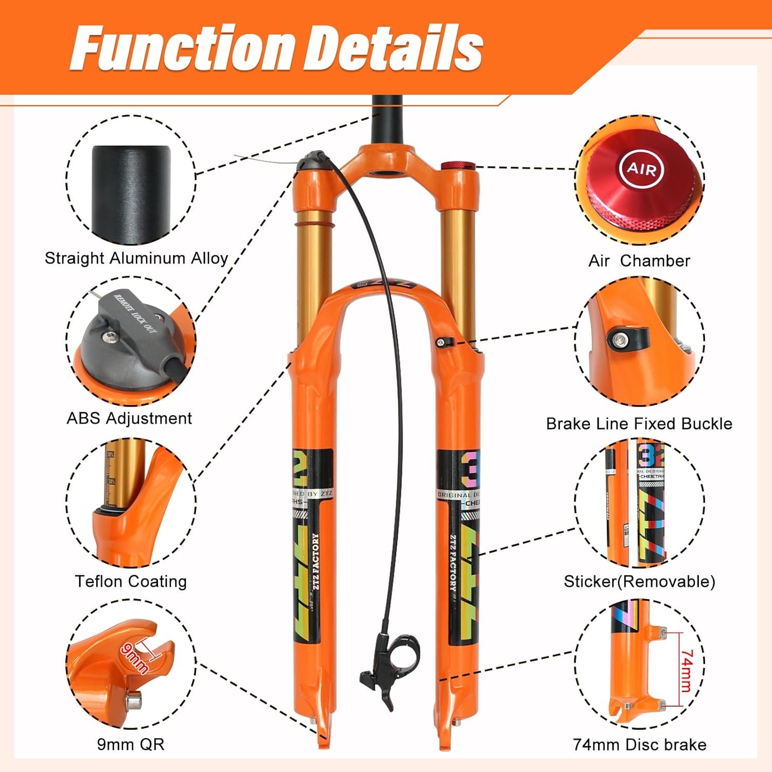 ZTZ Mountainbike Voorvork 26-29" Luchtdruk - 58% Korting