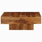 Retourtje Salontafel Massief Acaciahout - 80x80x30cm (70% Korting)