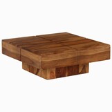 Retourtje Salontafel Massief Acaciahout - 80x80x30cm (70% Korting)