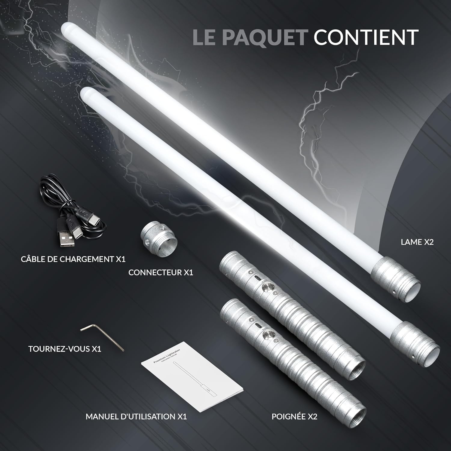 Set van 2 Zilveren Lichtzwaarden met 15 Kleuren & Geluid (-34%)