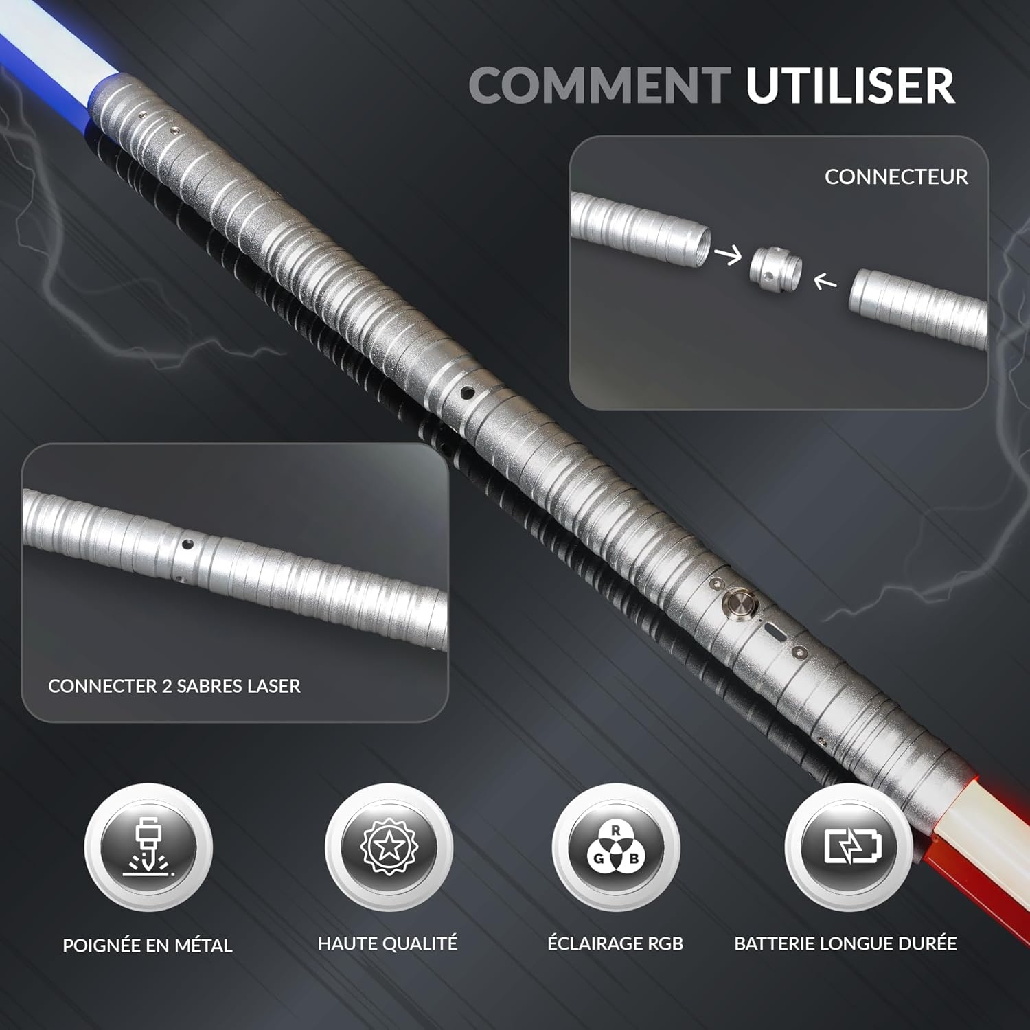 Set van 2 Zilveren Lichtzwaarden met 15 Kleuren & Geluid (-34%)