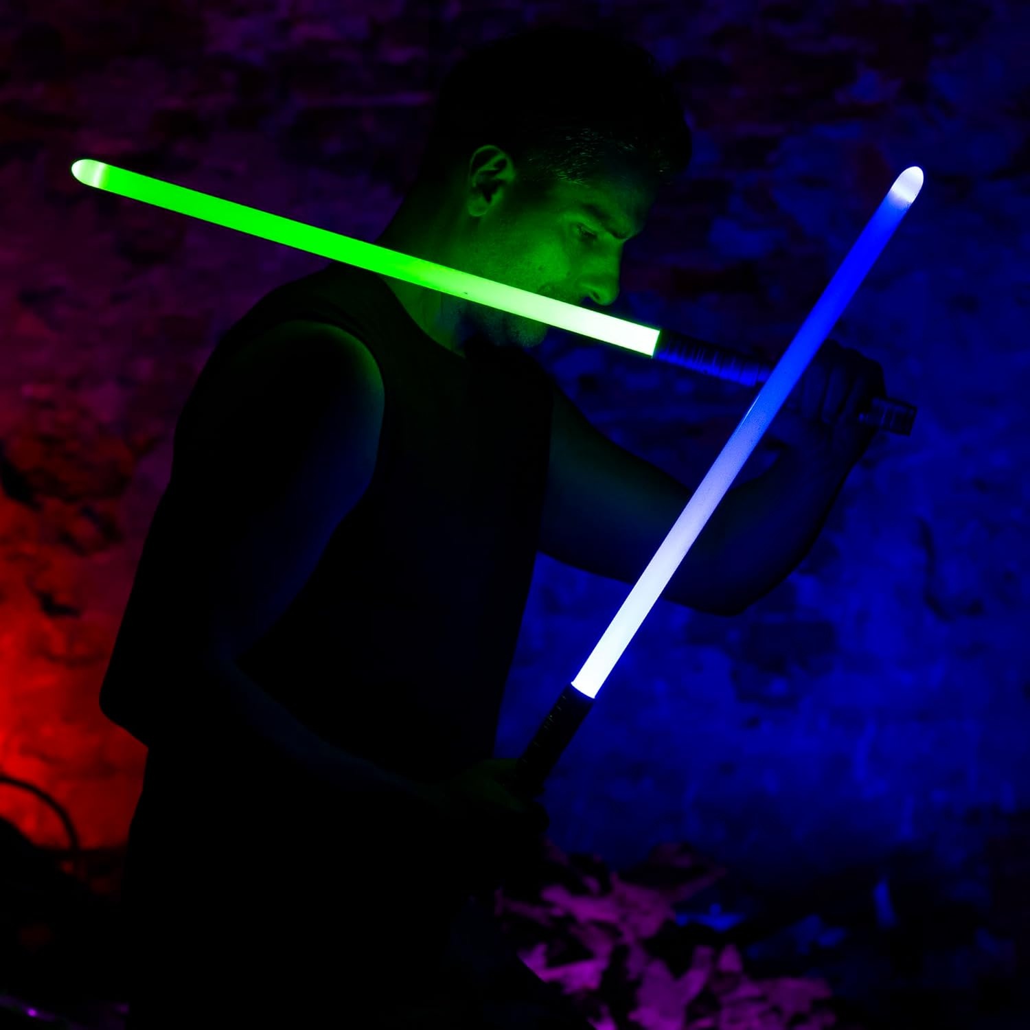 Set van 2 Zilveren Lichtzwaarden met 15 Kleuren & Geluid (-34%)