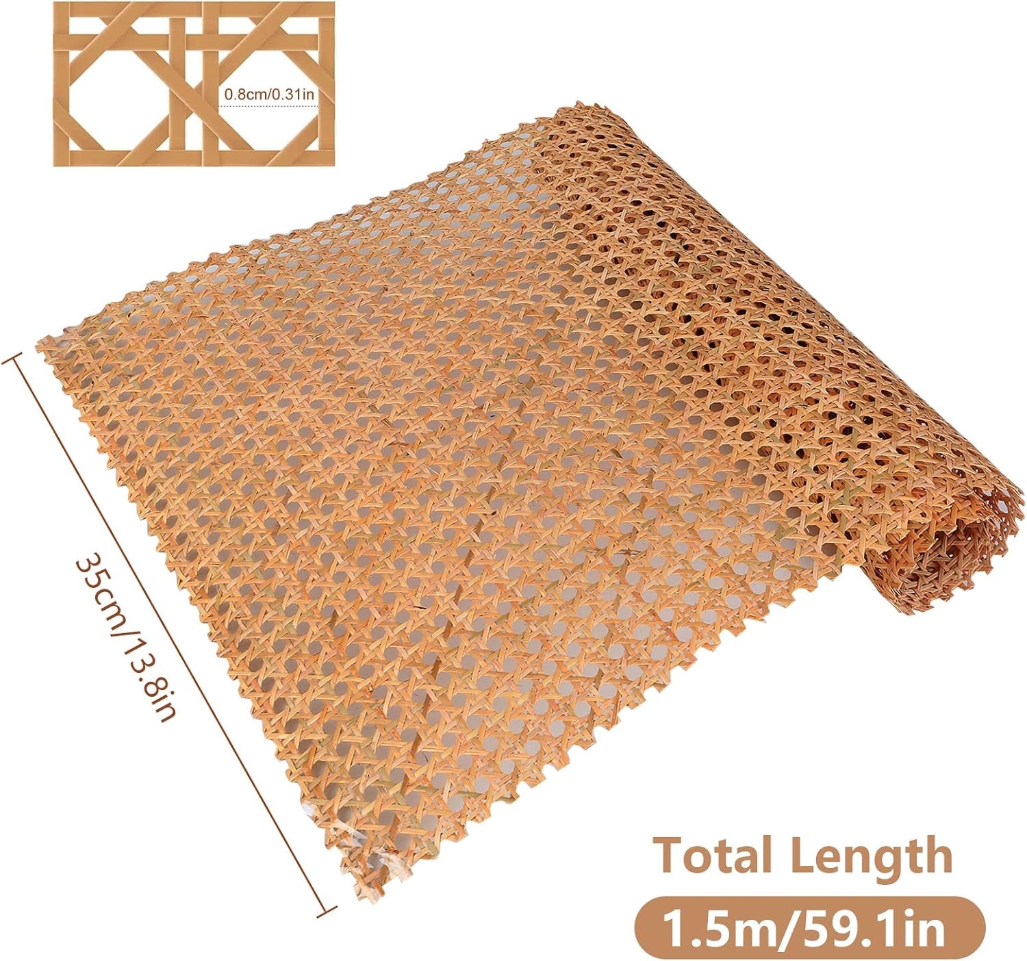 Gevlochten Rotan Band (Koffie) - 50x150cm - 56% Korting