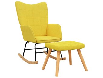 VidaXL Schommelstoel met Voetenbank - Stof Mosterdgeel (59% Korting)