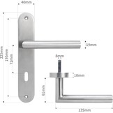 Zilveren Deurkruk met Rozet | 31% Korting | Geborsteld RVS