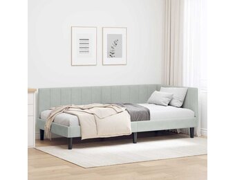 Lichtgrijs Fluweel Hoekbedframe 90x190cm - 36% Korting!