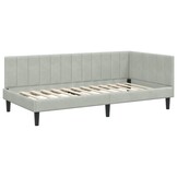 Lichtgrijs Fluweel Hoekbedframe 90x190cm - 36% Korting!