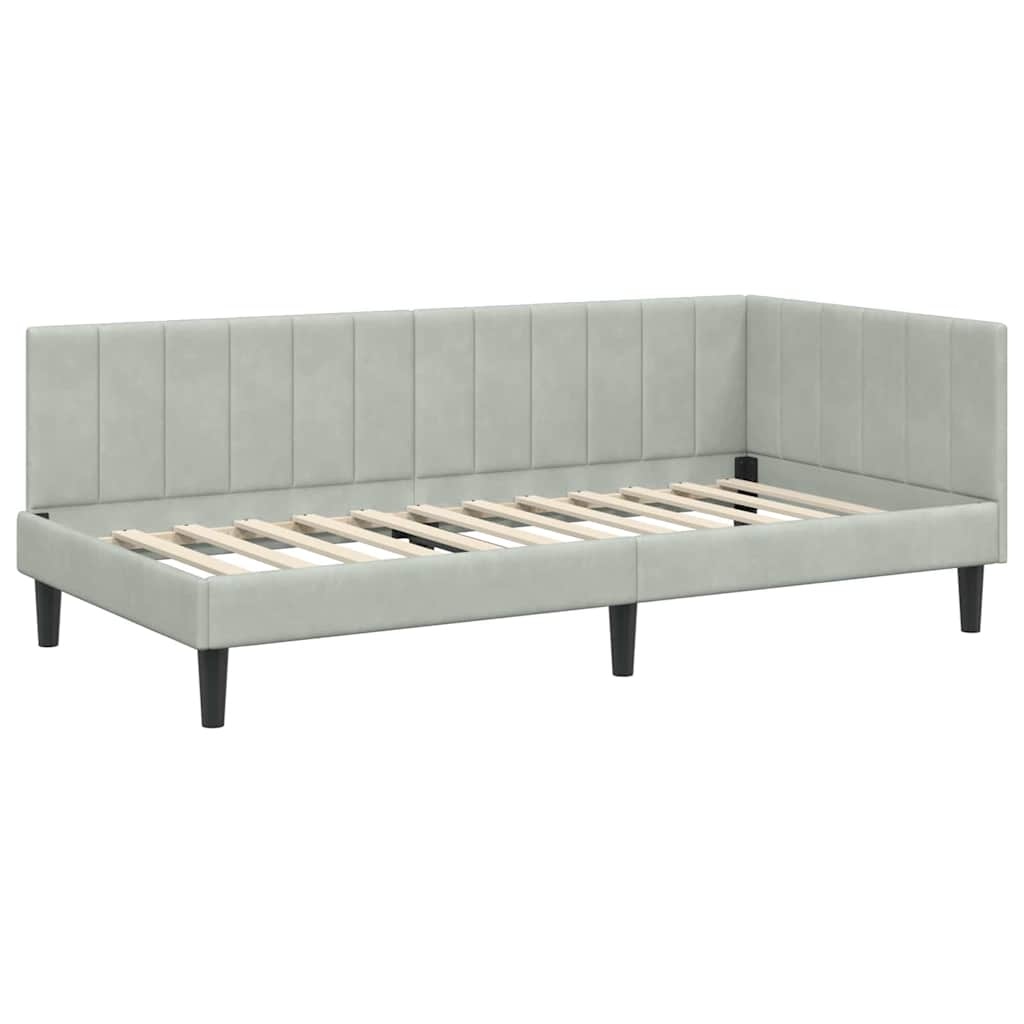 Lichtgrijs Fluweel Hoekbedframe 90x190cm - 36% Korting!