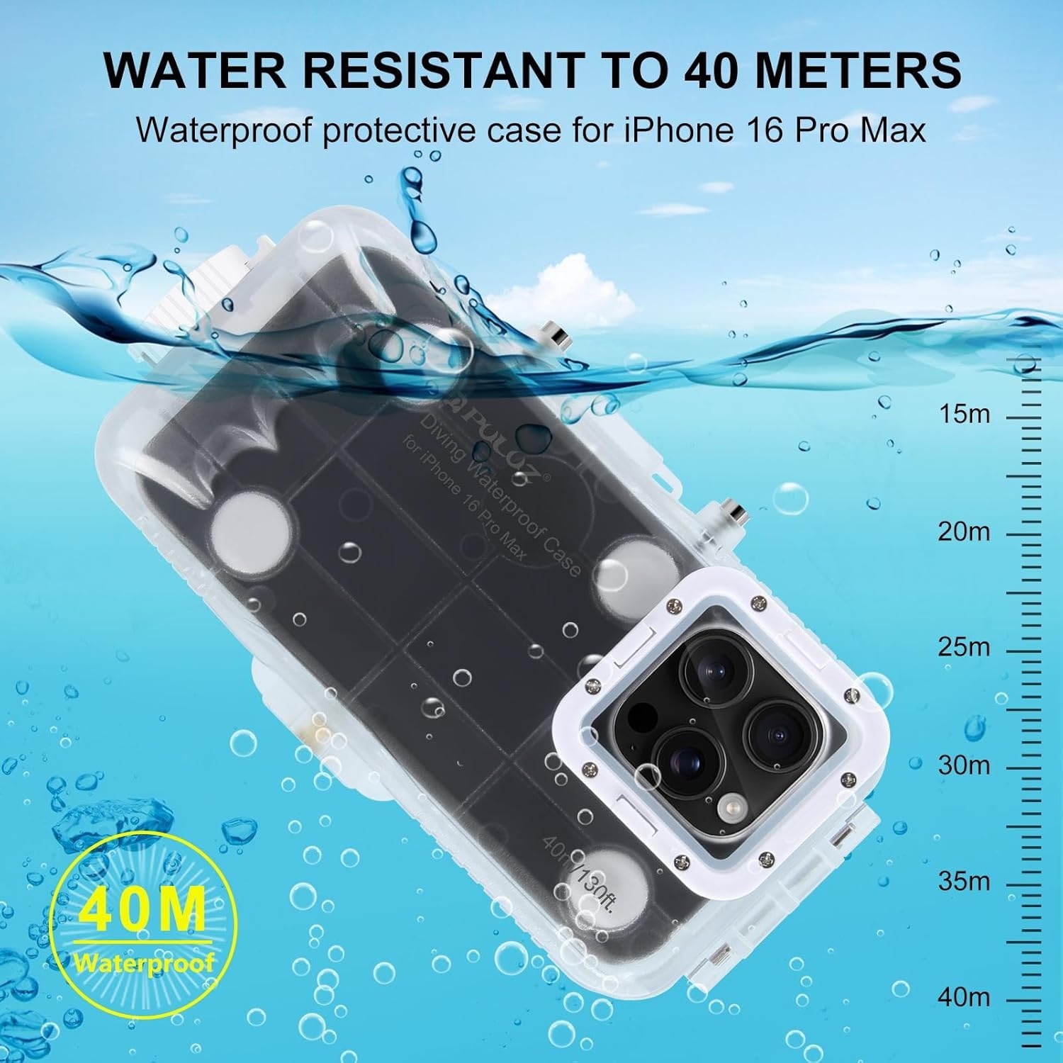 PULUZ Waterdichte Case iPhone 16 Pro Max - 40% Korting!