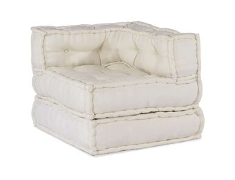 vidaXL Modulaire Poef - Crème Katoen | 52% Korting