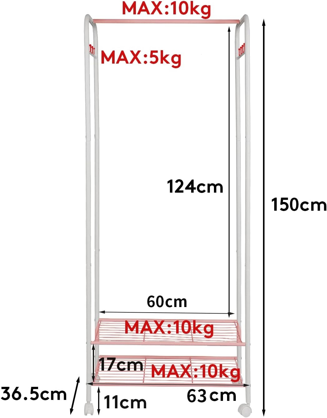 UNHO Metalen Kledingrek Wit - 28% Korting | Compact & Mobiel