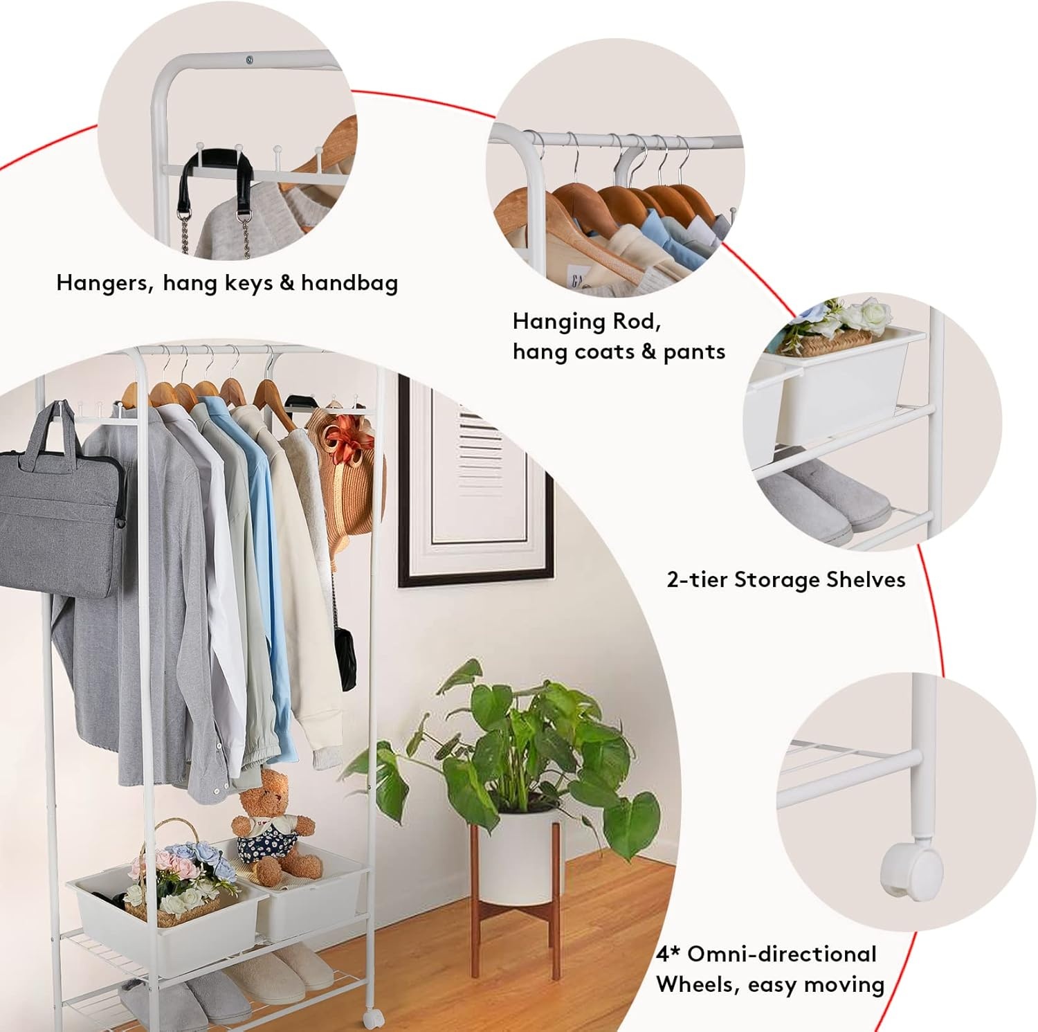 UNHO Metalen Kledingrek Wit - 28% Korting | Compact & Mobiel