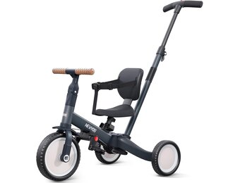Newyoo 5-in-1 Driewieler & Loopfiets (Donkergrijs) - 36% Korting!