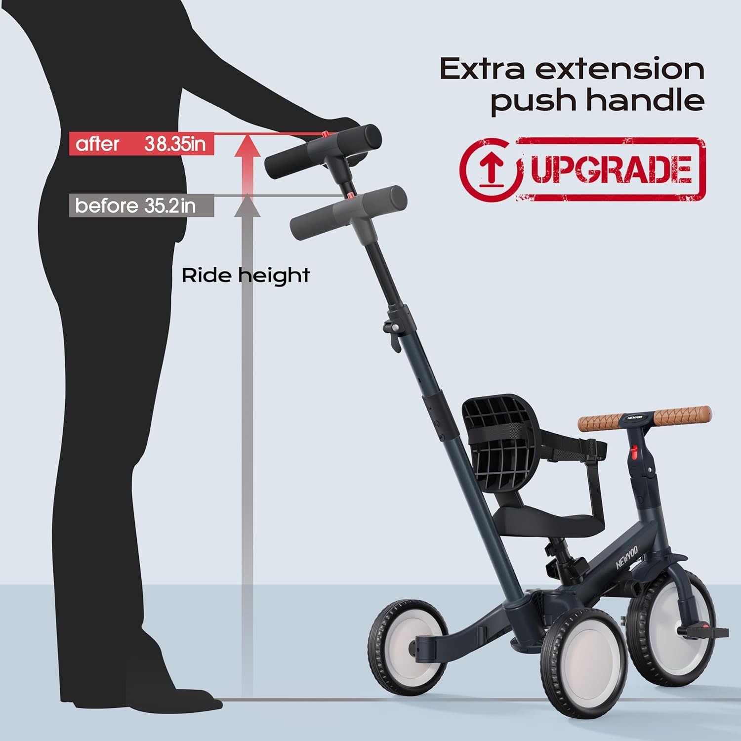 Newyoo 5-in-1 Driewieler & Loopfiets (Donkergrijs) - 36% Korting!