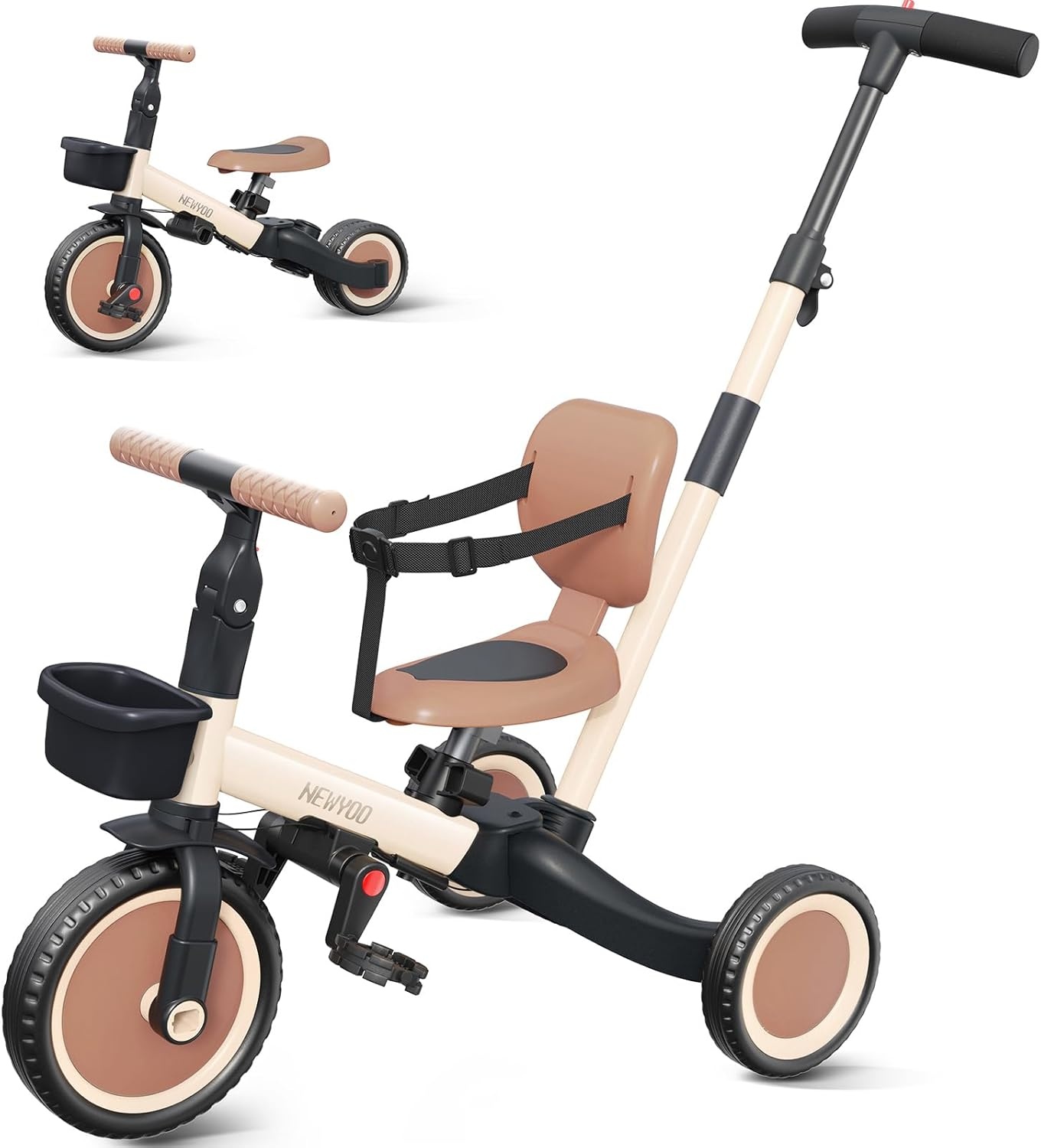Newyoo 5-in-1 Driewieler & Loopfiets (Donkergrijs) - 36% Korting!