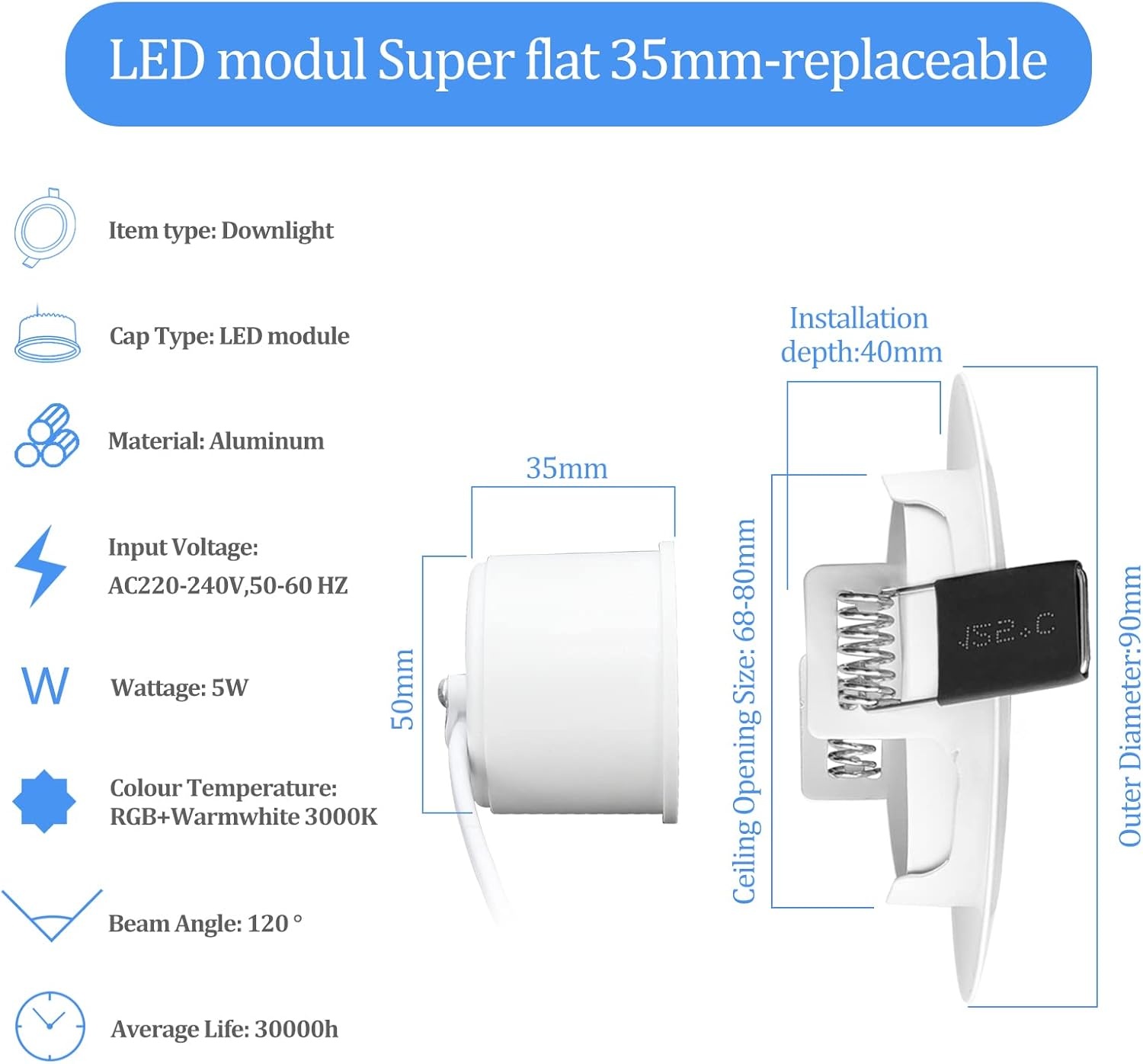 KYOTECH LED Inbouwspots 6 stuks - RGB + Warm Wit, 33% Korting!