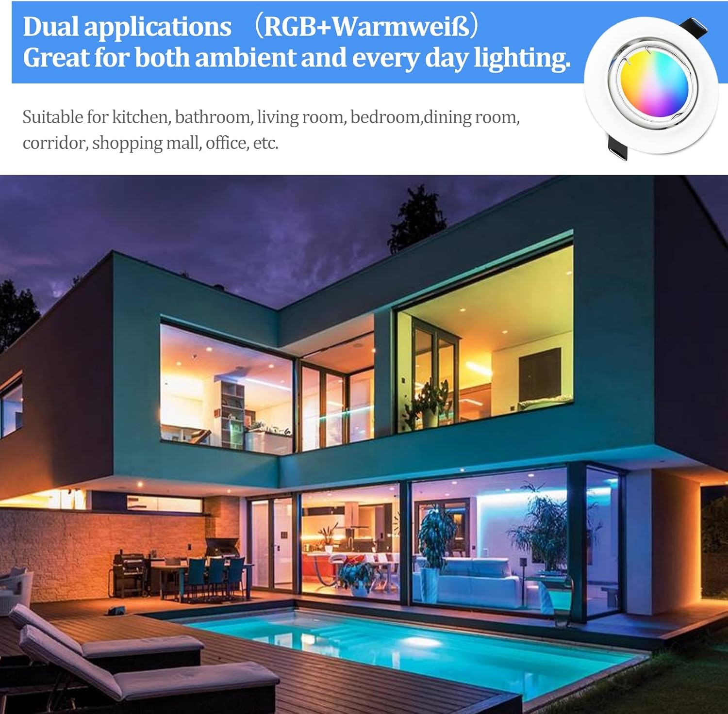 KYOTECH LED Inbouwspots 6 stuks - RGB + Warm Wit, 33% Korting!