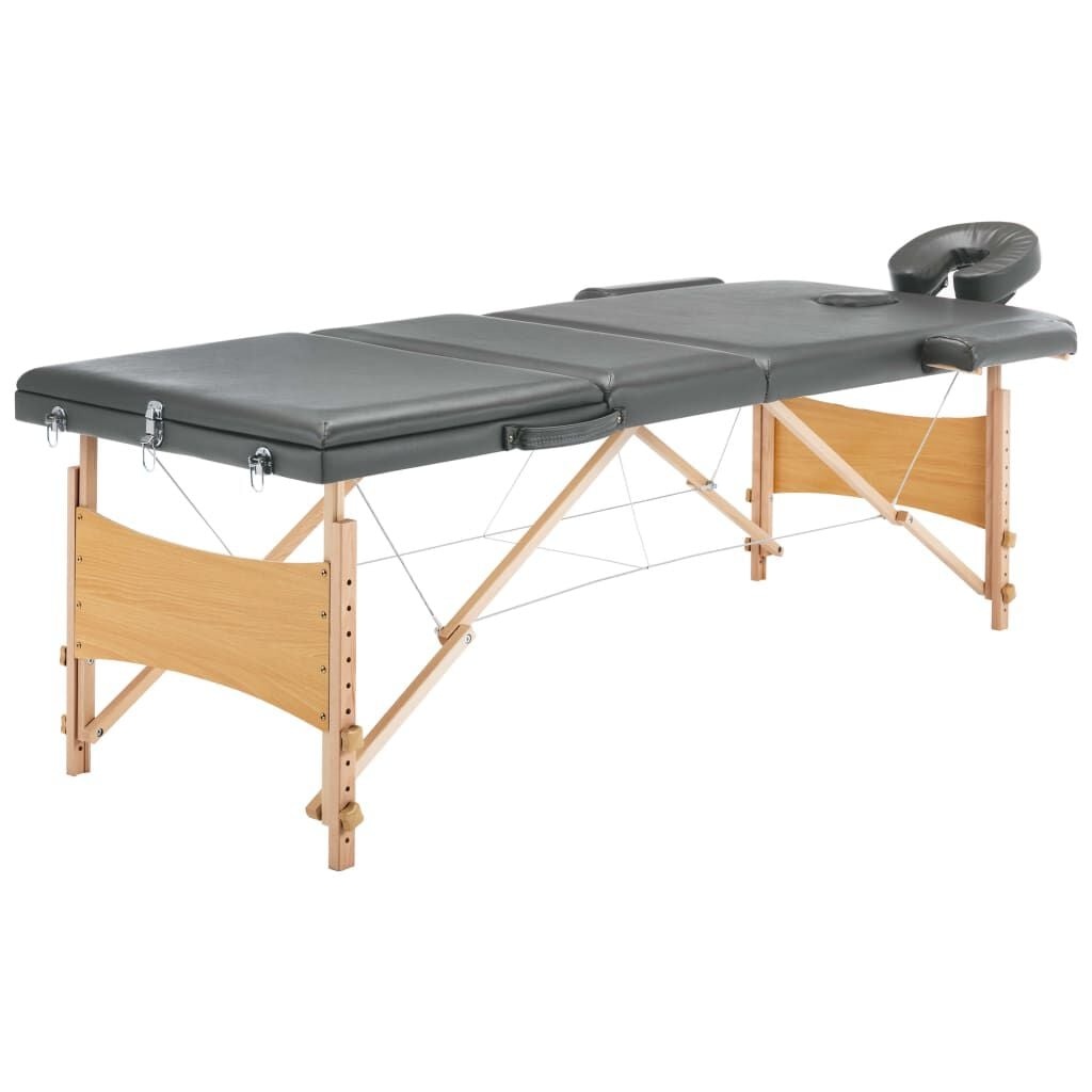 vidaXL Massagetafel 3 zones, hout, antraciet - 34% korting