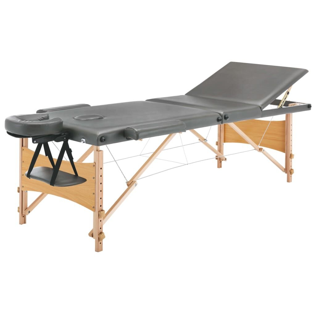 vidaXL Massagetafel 3 zones, hout, antraciet - 34% korting