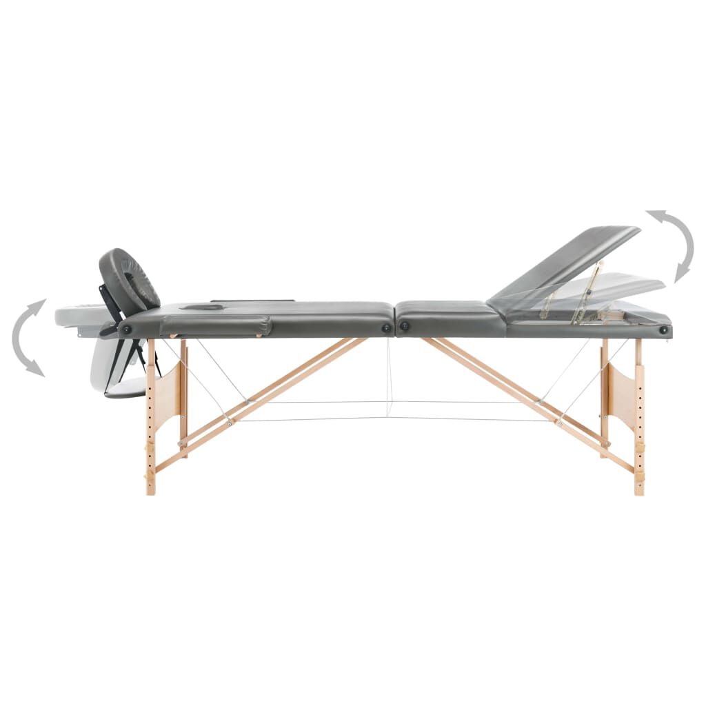 vidaXL Massagetafel 3 zones, hout, antraciet - 34% korting