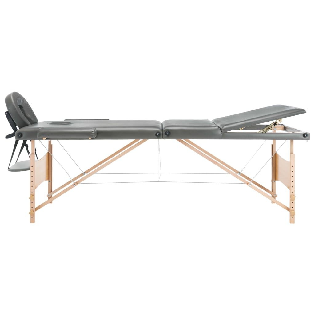 vidaXL Massagetafel 3 zones, hout, antraciet - 34% korting