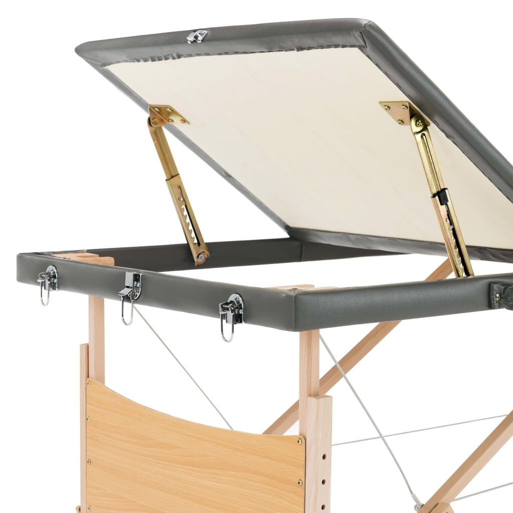 vidaXL Massagetafel 3 zones, hout, antraciet - 34% korting