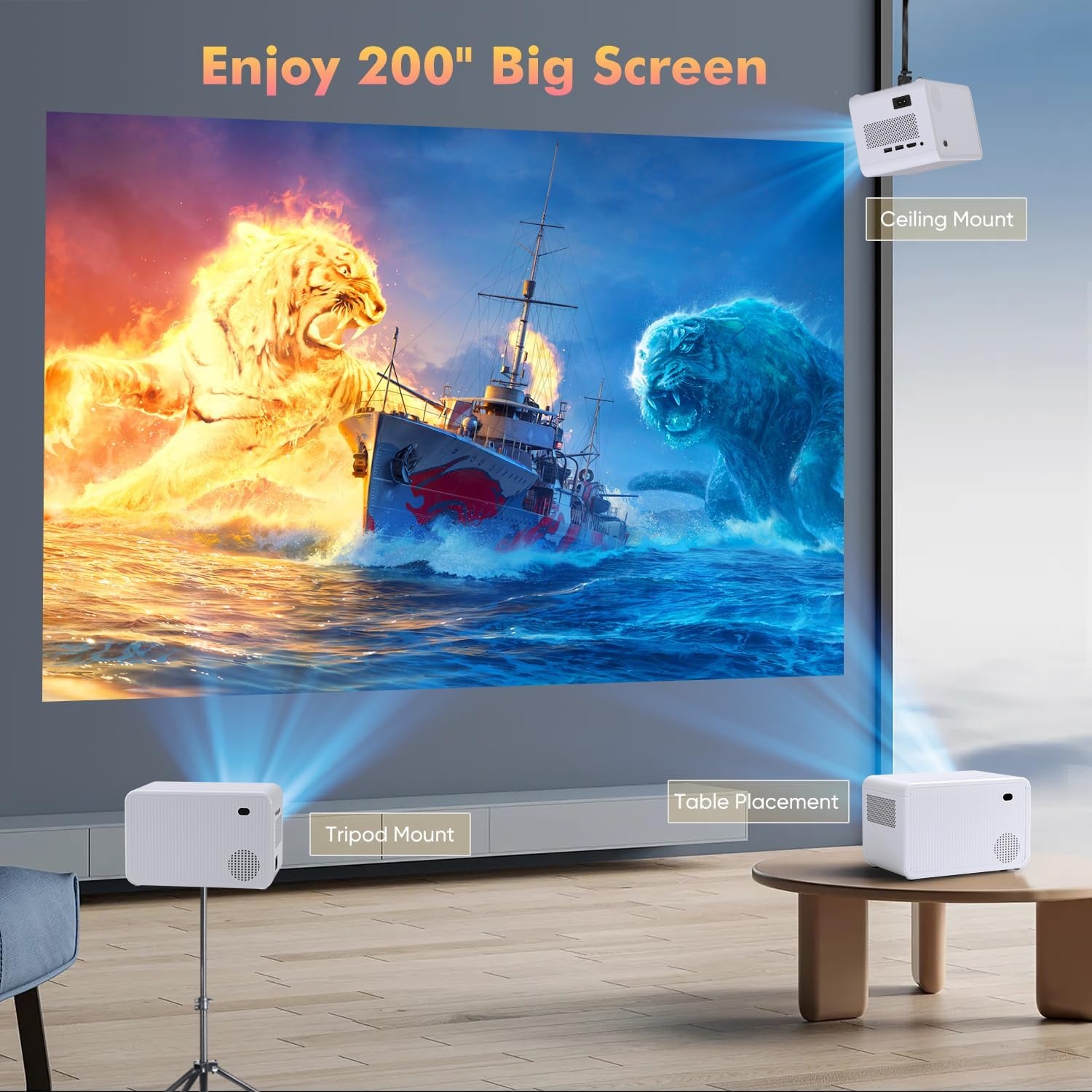 Mini Full HD Projector (1080P) - 5G WiFi & Bluetooth - 42% Korting