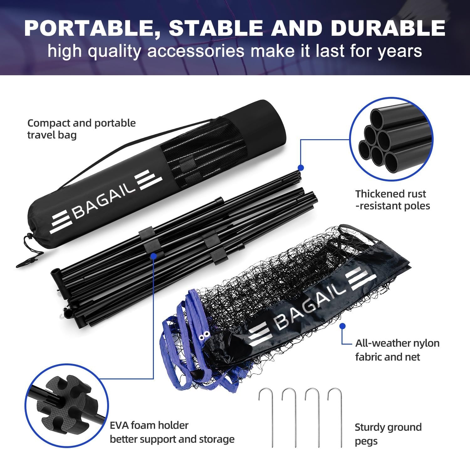 BAGAIL Verstelbaar Badminton Net 365cm - 34% Korting