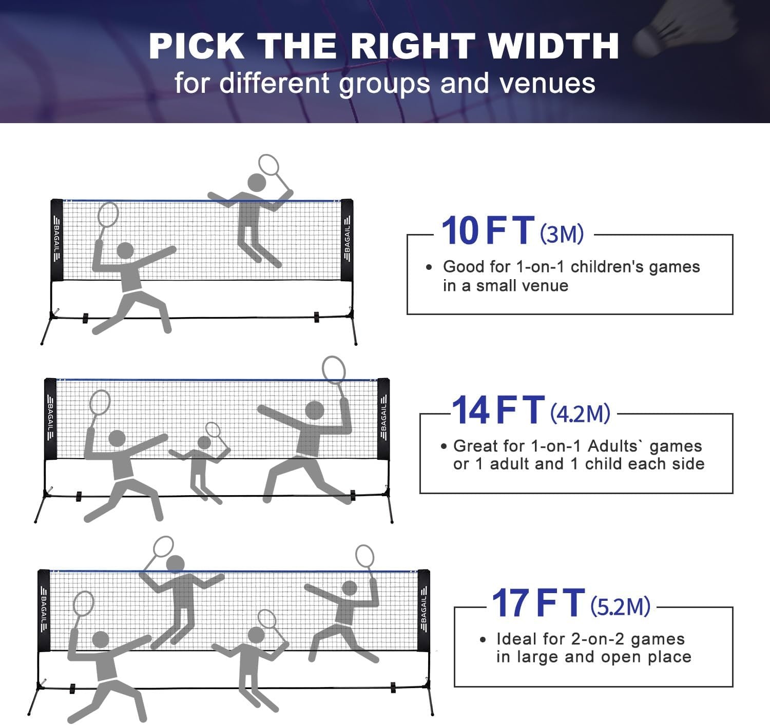 BAGAIL Verstelbaar Badminton Net 365cm - 34% Korting