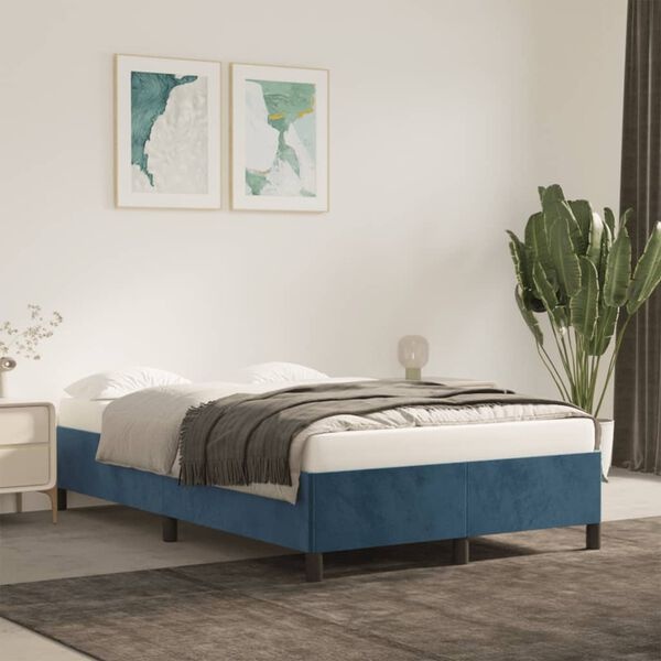 vidaXL Bedframe Donkerblauw Fluweel 120x190 cm | 47% Korting