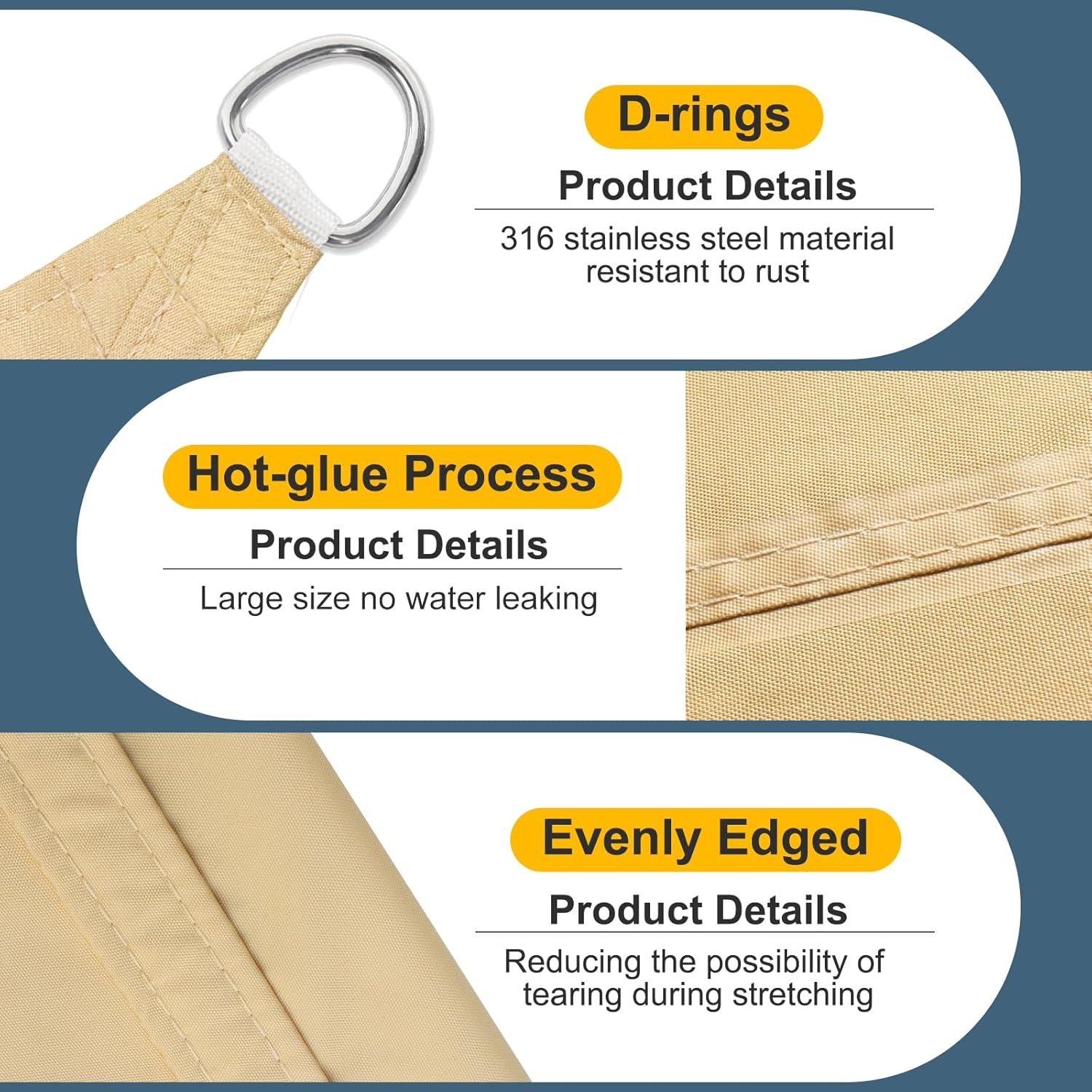 Zonnezeil Rechthoekig Zandkleurig 4x5m - 35% Korting!