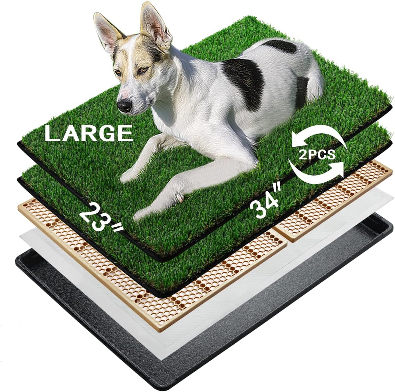 MEEXPAWS Kunstgras Hondentoilet Set (-49%) Groot 85x59 cm, 2 Matten