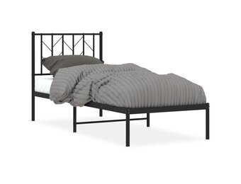 VidaXL Zwart Metalen Bedframe met Hoofdbord (75x190 cm) - 45% Korting!