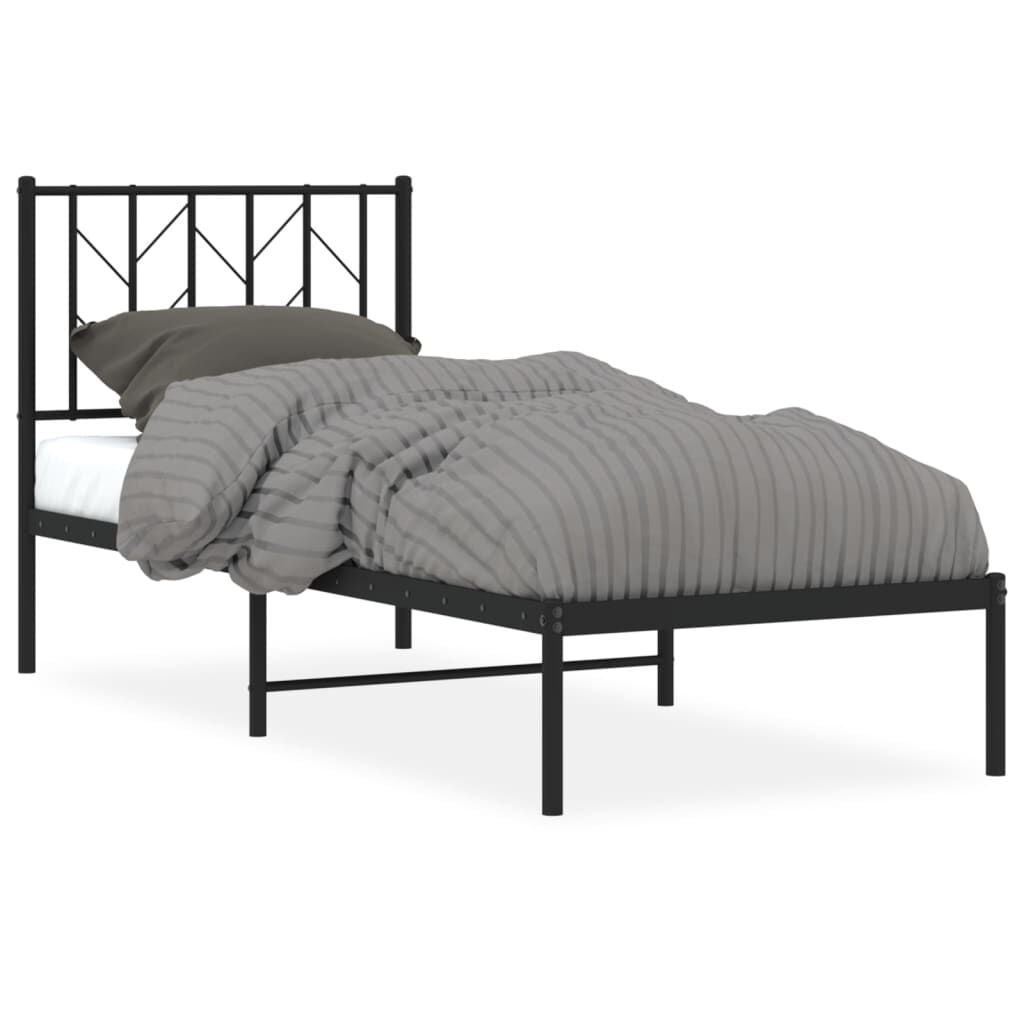 VidaXL Zwart Metalen Bedframe met Hoofdbord (75x190 cm) - 45% Korting!