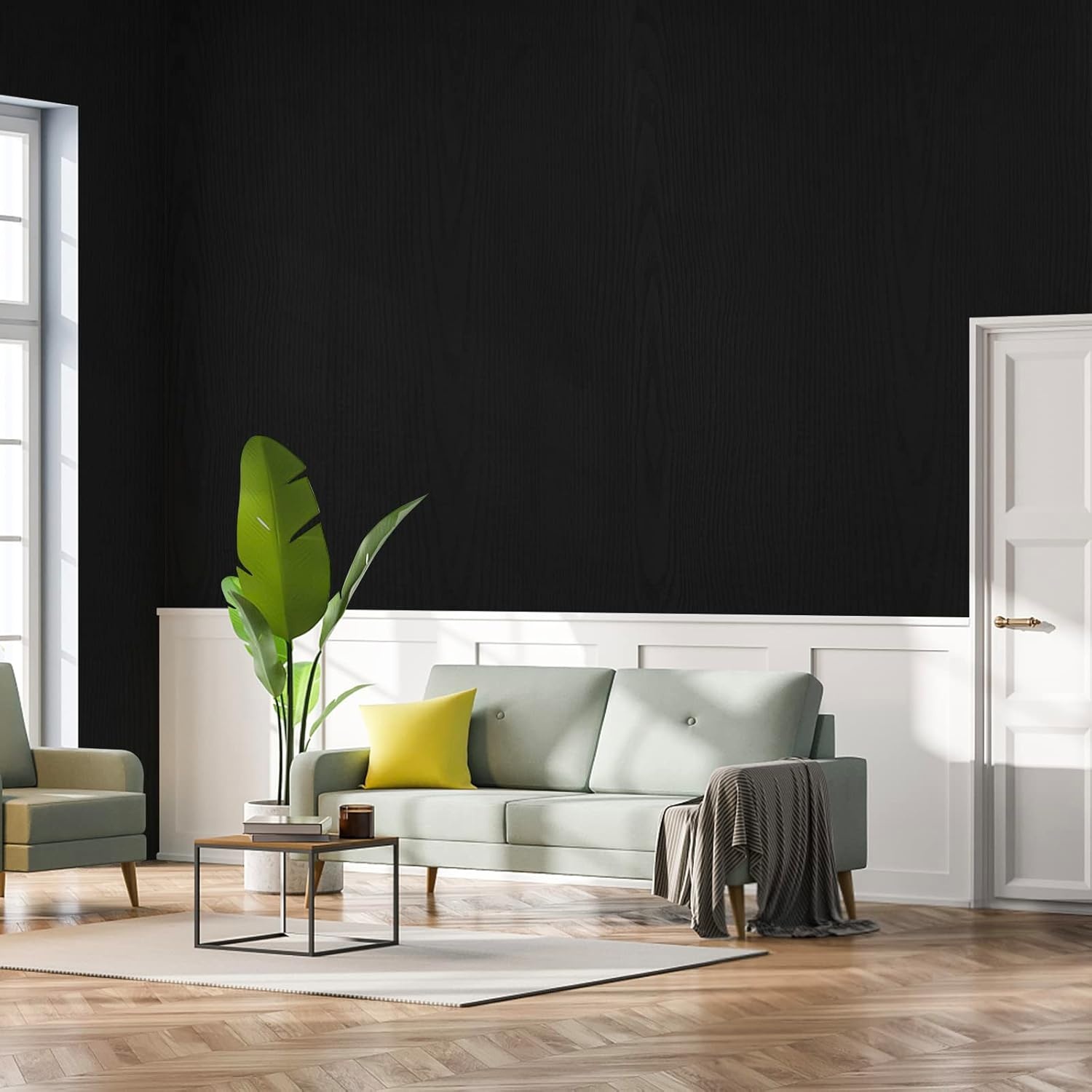 Abyssaly Houtlook Vinyl Folie - 60x600cm Zwart - 37% Korting