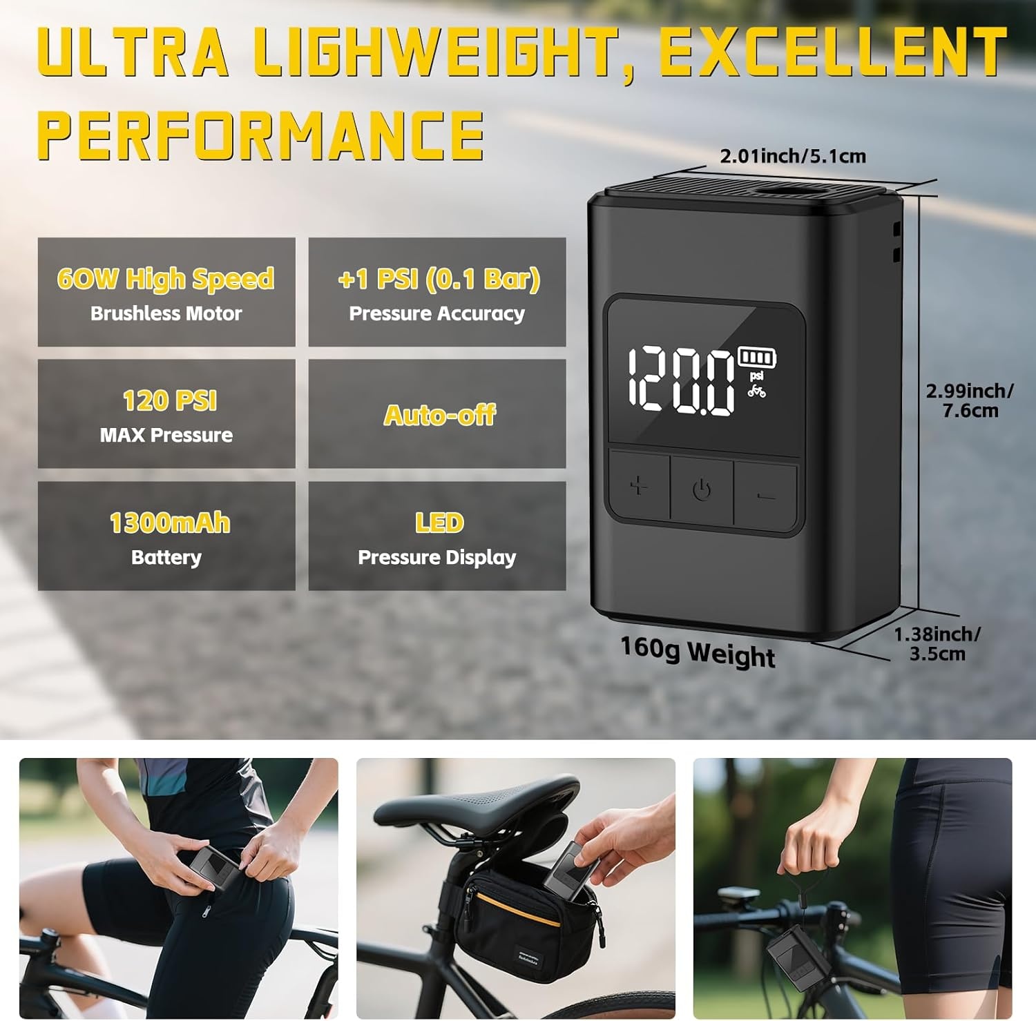 Elektrische Fiets Pomp 120 PSI - Zwart (38% Korting)