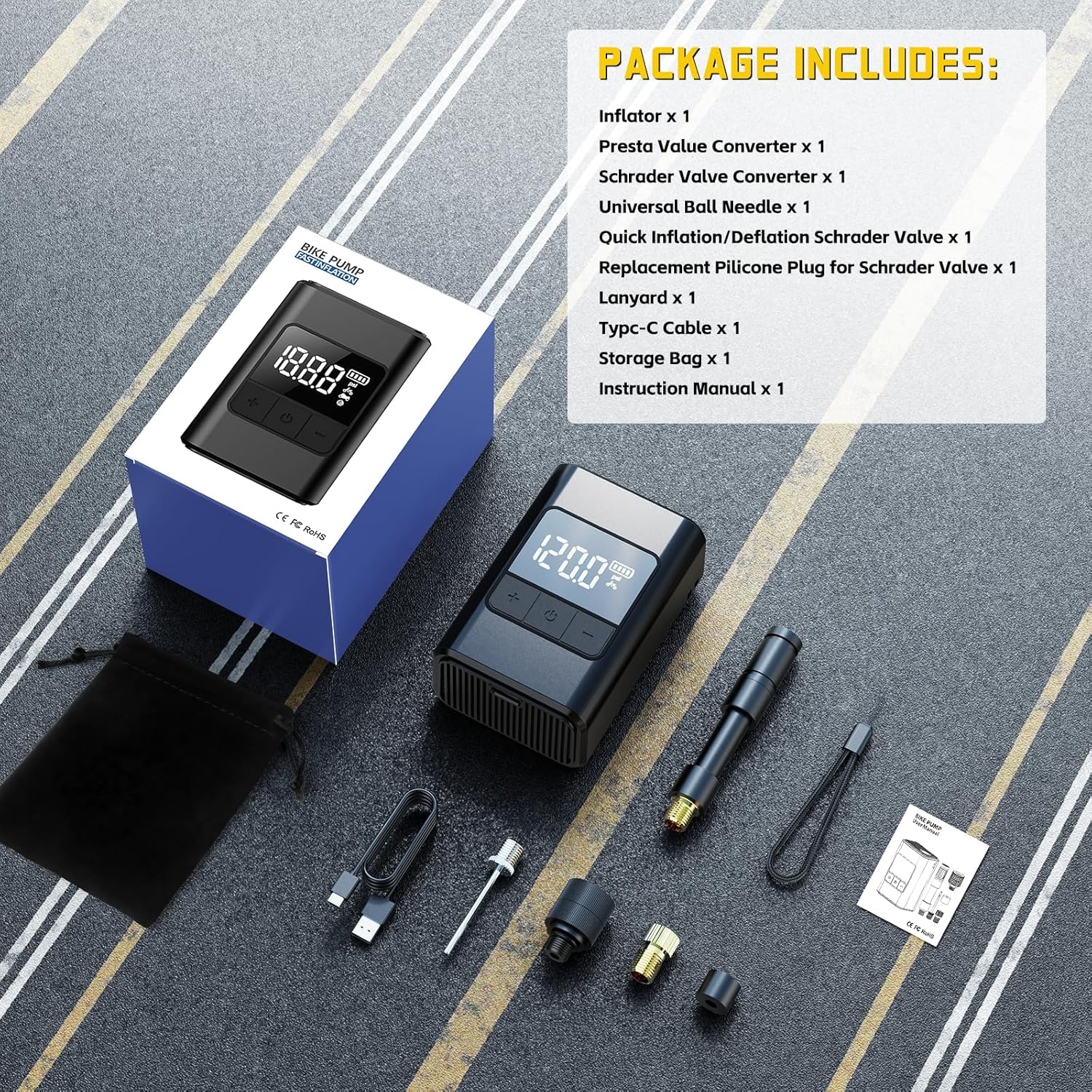 Elektrische Fiets Pomp 120 PSI - Zwart (38% Korting)