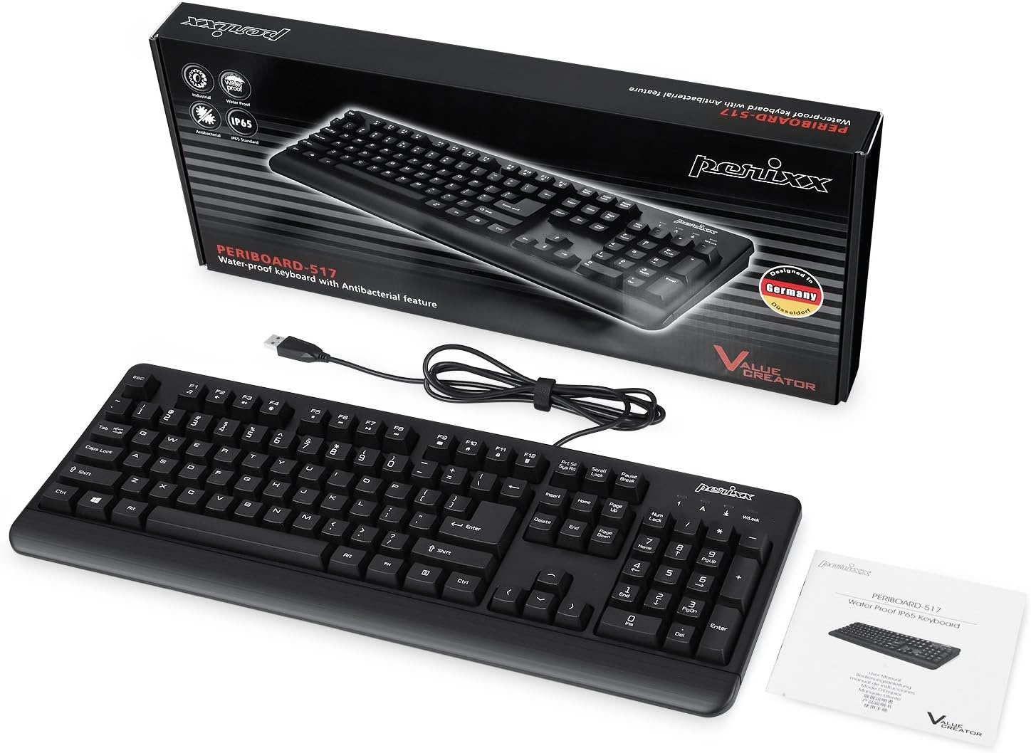 Waterdicht QWERTZ Toetsenbord Zwart (IP65) - -320% Korting!