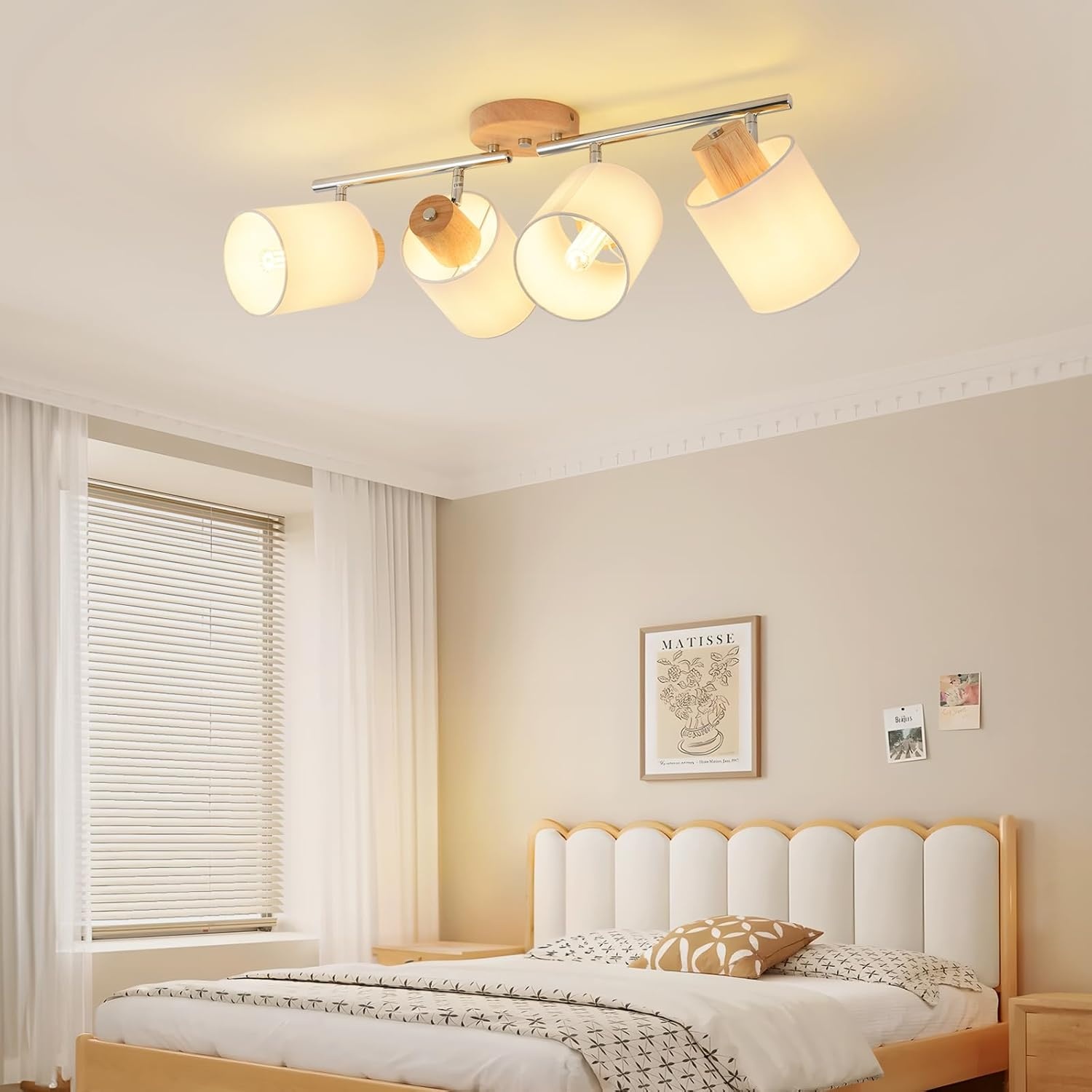 Houten Plafondlamp SANSHI - 4 Spots Draaibaar LED - 34% Korting!