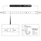 Vailge Telescopische Ophangstang Wit (210-310cm) - 44% Korting