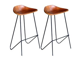 vidaXL Barstoelen Echt Leer Zwart/Bruin - 67% Korting