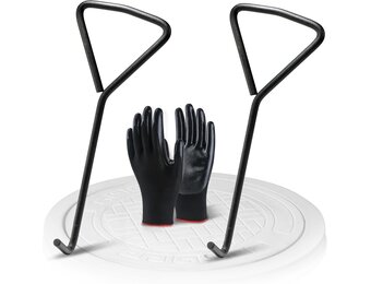 Set van 2 Zwarte Koolstofstalen Putdeksel Haken (30cm) - 35% Korting