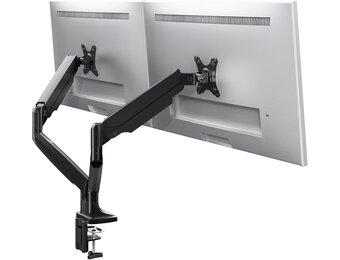 PUTORSEN Dubbele Monitor Bureaubeugel Zwart/Aluminium - 41% Korting