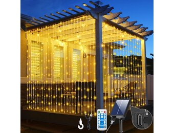 GCMacau Zonne-Lichtgordijn Buiten 6x3m (600 LED Warmwit) - 24% Korting!