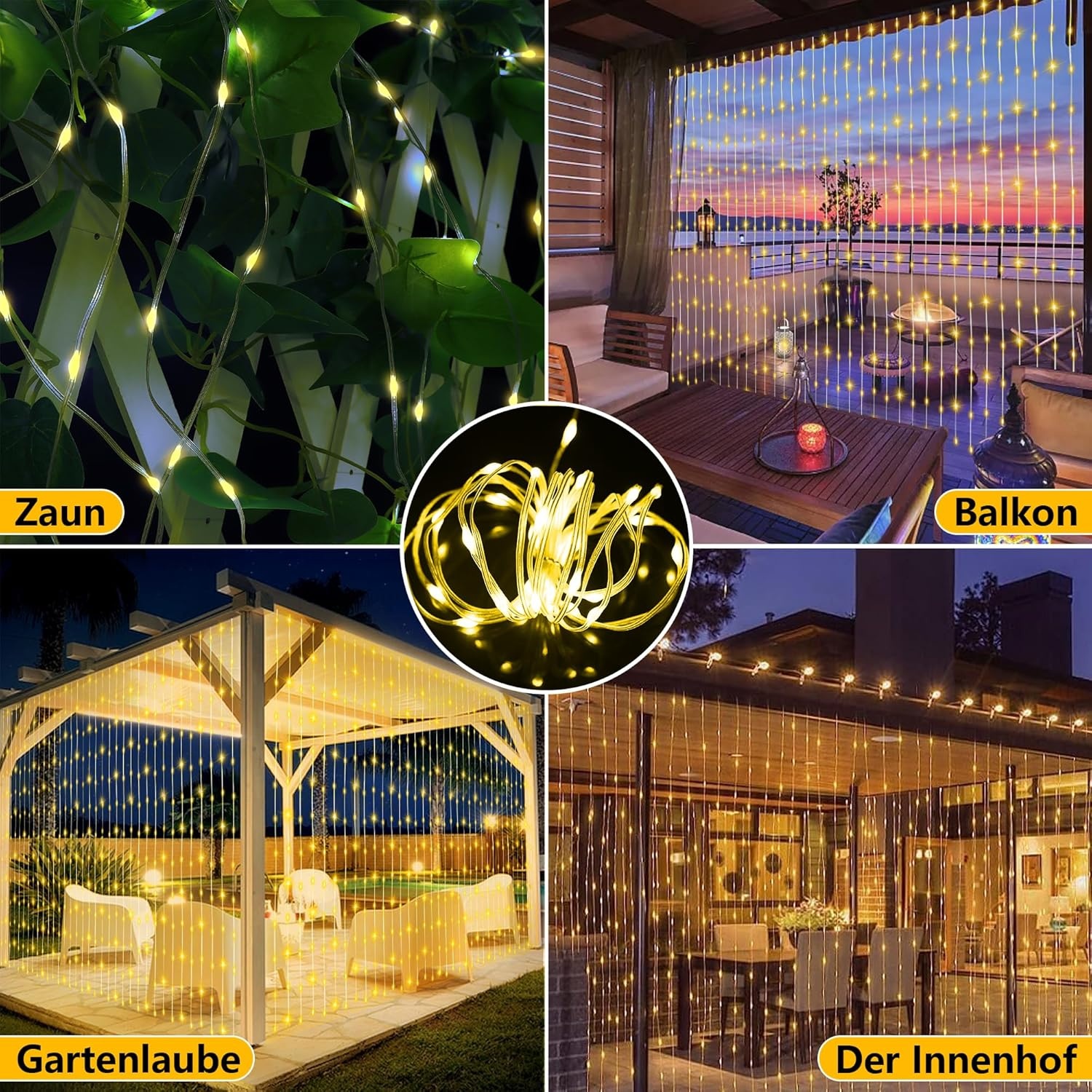 GCMacau Zonne-Lichtgordijn Buiten 6x3m (600 LED Warmwit) - 24% Korting!